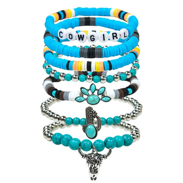 Turquoise bracelet natural stone, set