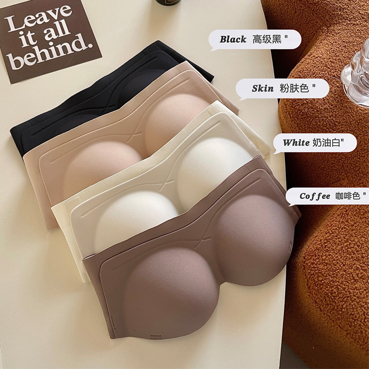 Nuevo verano antideslizante sin tirantes simple ropa interior Inconsútil de las mujeres de cartílago de apoyo lado se reunieron traje sujetador 6667