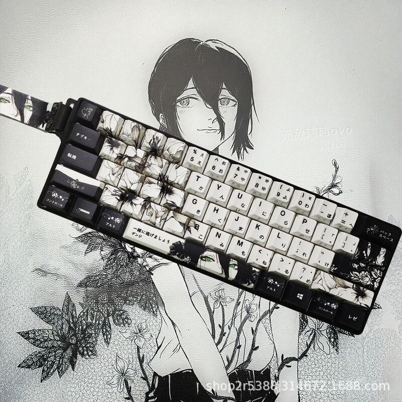 Factory Direct Sales Chainsaw Man Leise Pbt Sublimation Ribbon Original Height Side Engraved Translucent 61-Key Mechanical Keyboard Factory Direct Sales Chainsaw Man Leise Pbt Sublimation Ribbon Original Height Side Engraved Translucent 61-Key Mechanical Keyboard