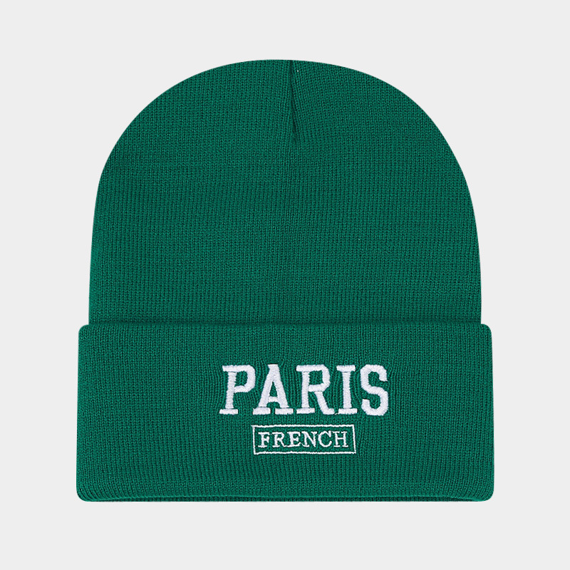 Korean version of Instagram large edition knitted for women with small embroidered letters, woolen pullover hat, big_voghion.com