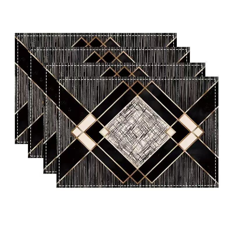 Nuevo poliéster cáñamo temu venta caliente oro negro mármol mantel moderno arte flor mantel restaurante decoración de la cocina