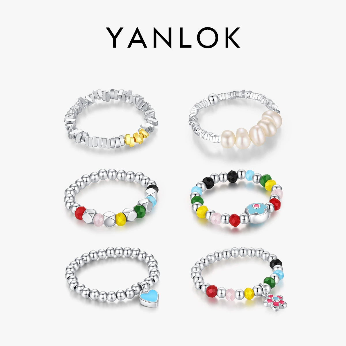 YANLOK Beaded bracelet, enamel, genuine design brand ring, silver 925 sample