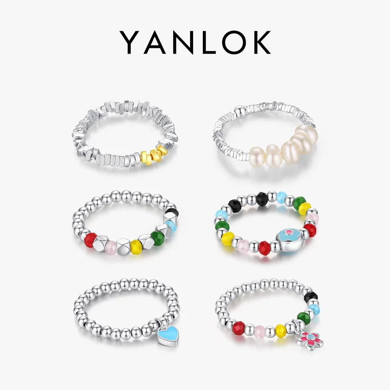 YANLOK Beaded bracelet, enamel, genuine design brand ring, silver 925 sample