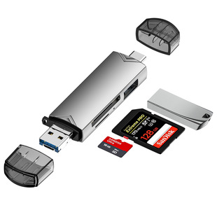 Factory Customized Memory Card High-Speed Adapter Card Reader Aluminum Alloy Mobile Phone External Computer Tablet Card Reader Tf Card