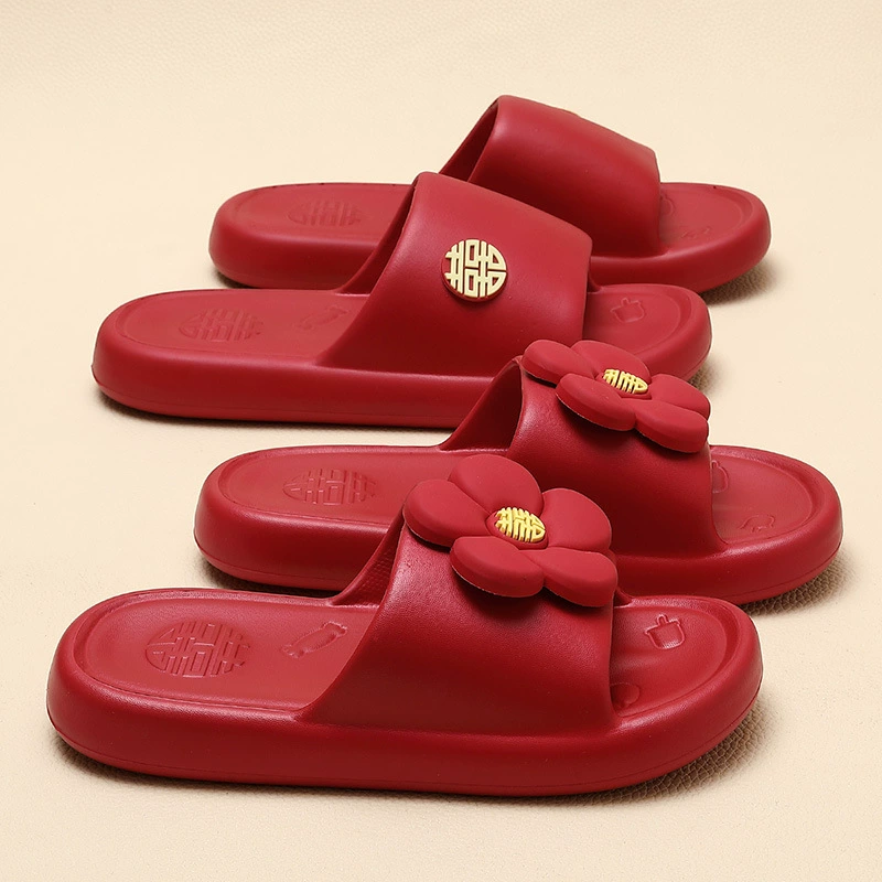 Свадебные тапочки дамы летний день рождения красный праздничный EVA новобрачный круиз праздничный дом толстая подошва свадебная обувь оптом