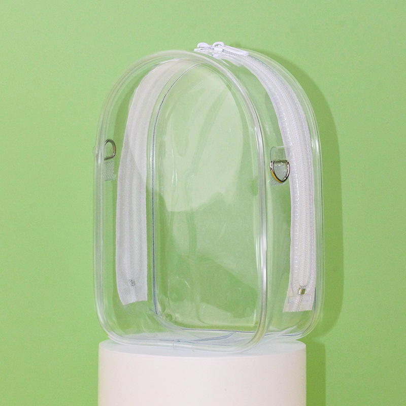 15.5cm square compartment—d buckle shoulder bag—transparent—naked bag