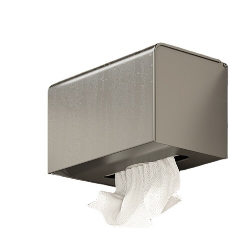 Bathroom tissue box gun ash storage rack punch-free toilet waterproof paper roll wall-mounted hand-washing toilet paper box