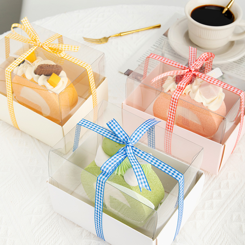 Caja de embalaje de pastel rojo en línea, caja de embalaje de pastel de piel de tigre suiza, caja de toalla de corte, caja de embalaje de postre rectangular