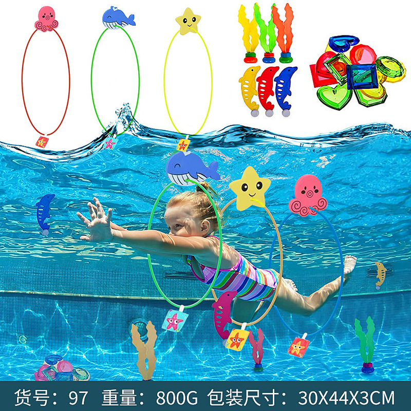 Cross-border Amazon Water Play Toys Children Swimming Pool Treasure Hunt Diving Torpedo Shark Clip Set Diving Toys