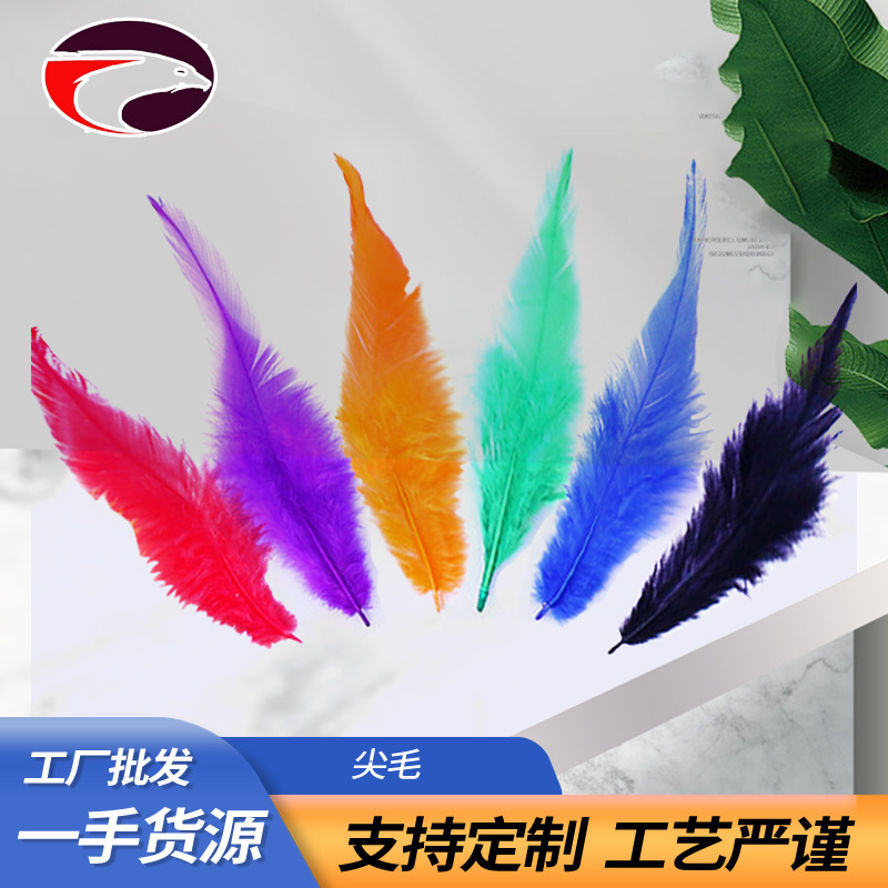 DIY colorful feathers chicken feather crafts decorative dyeing red…