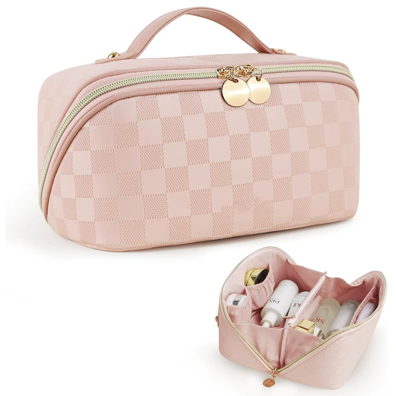 Capacious handheld waterproof cosmetic bag for traveling, handle