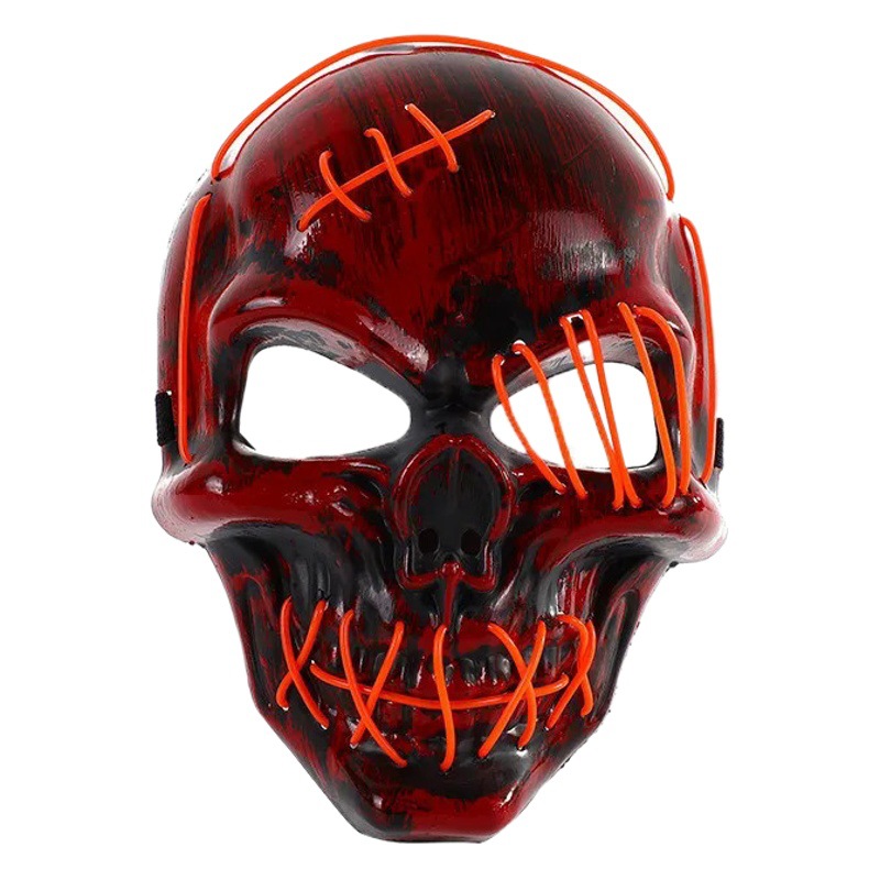 Venta caliente Horror Halloween LED máscara de cráneo brillante máscara de fiesta brillante neón LED máscara de camuflaje esquina