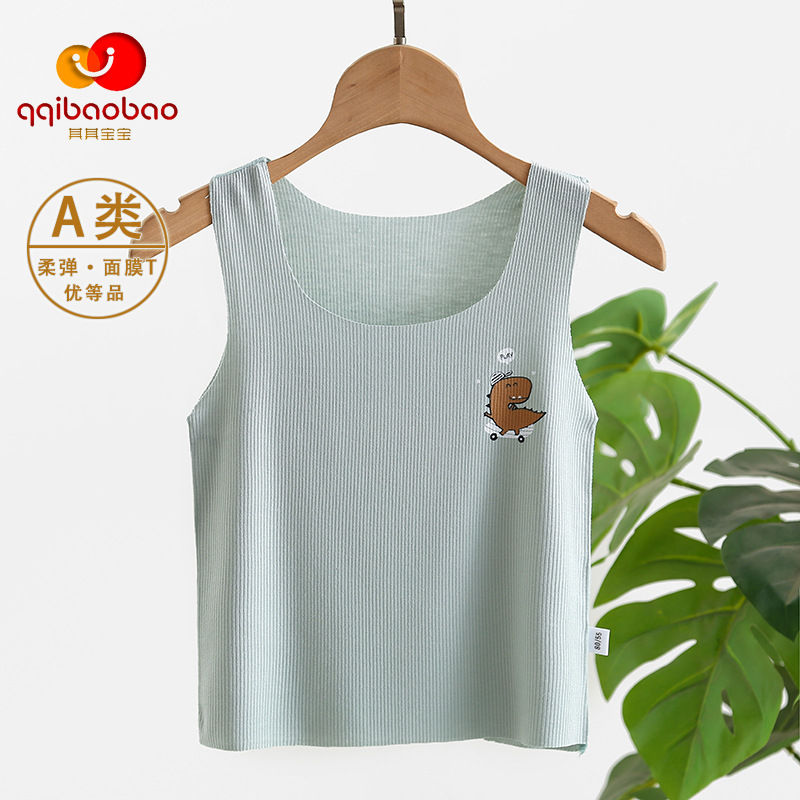 Camiseta sin mangas de verano, pijama infantil de seda cupro, ropa para niños, sin mangas, se puede usar en exteriores.