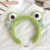 Demi-season plush green headband, cartoon hairpins for face washing, frog