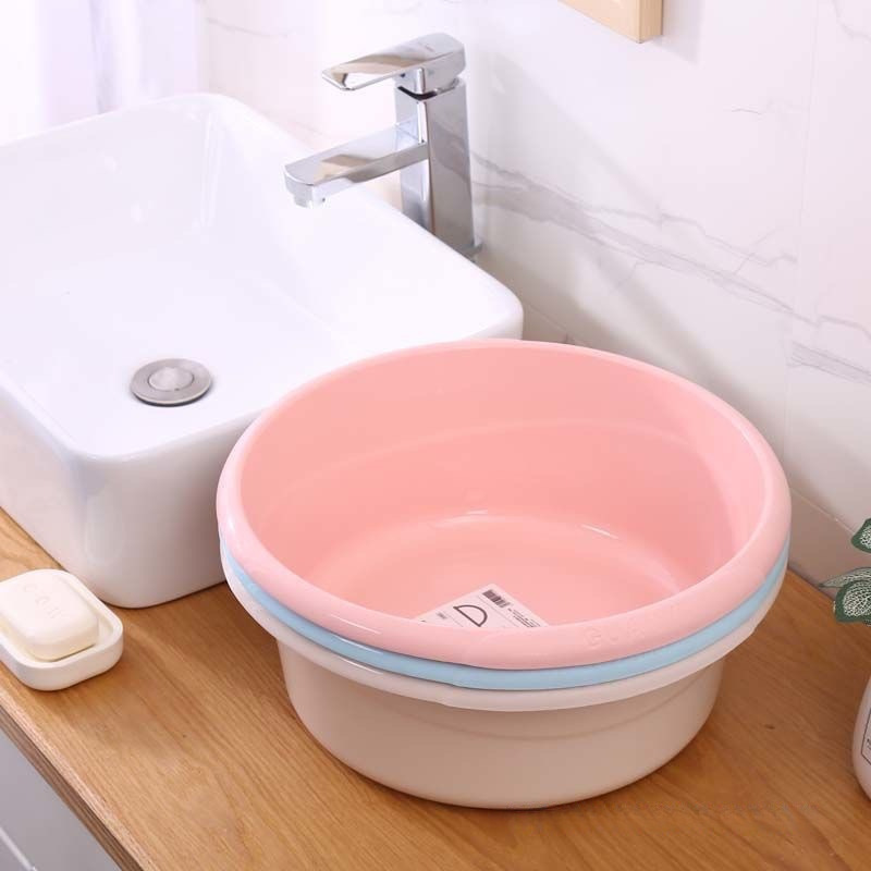 厚みのあるプラスチックバケツ、家庭寮用ポータブル洗濯バケツ、バスバケツ、丸型洗面器セット、特大水貯蔵バケツ|undefined