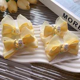 黄色月亮兔子儿童立体夹中式国风宝宝蝴蝶结发夹生日表演女童头饰
