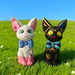 木雕摆件锻木木雕小猫摆件装饰品DIY木雕绘画白胚创意摆件椴木