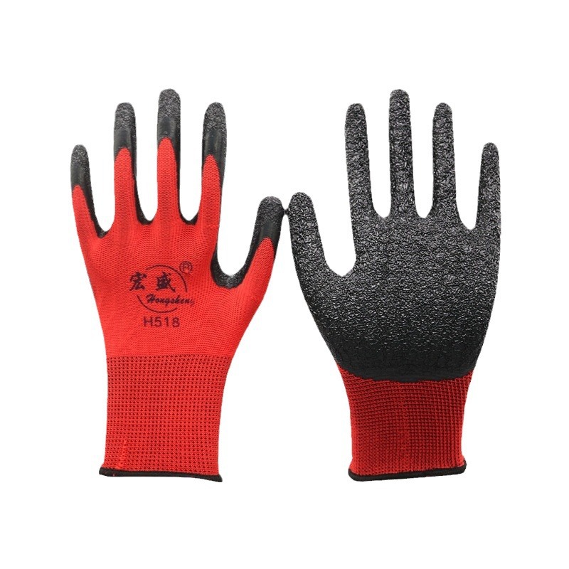 13-aguja guantes de látex antideslizantes resistentes al desgaste sumergido sitio de construcción trabajo guantes de protección laboral al por mayor