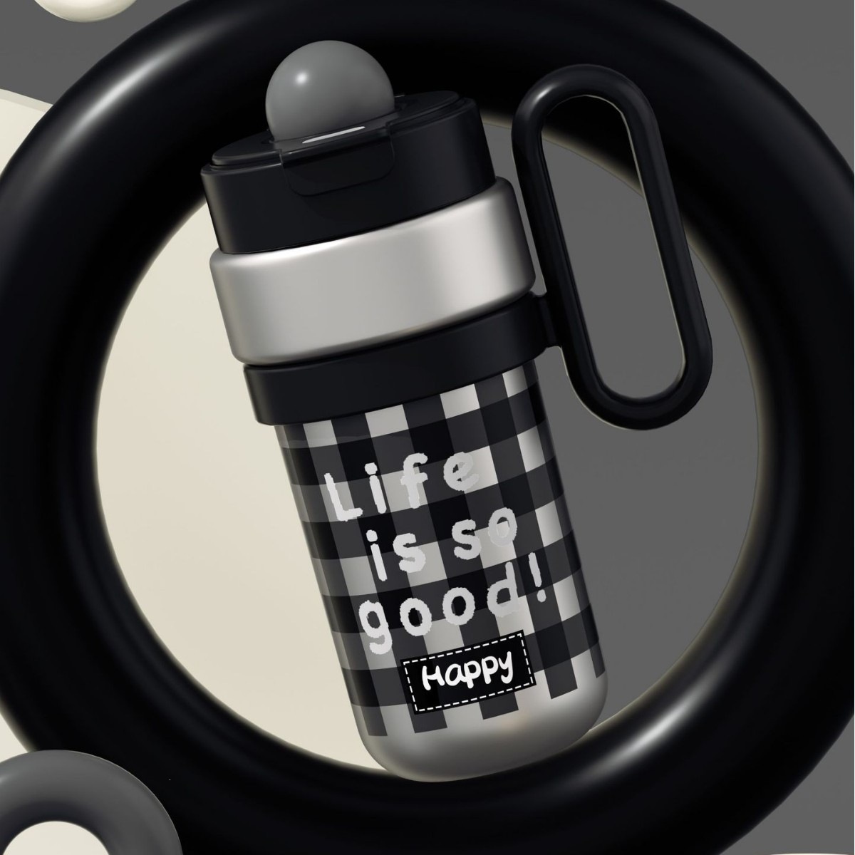 Taza de aislamiento térmico de gran capacidad para niñas de alto valor facial hermosa taza de agua doble de gran capacidad portátil de dibujos animados mango taza sin