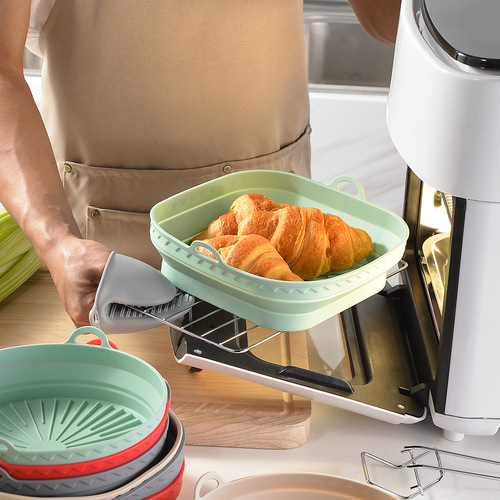 Air fryer silicone baking pan round square oven baking pan silicone mat Air Fryer Silicone Pot
