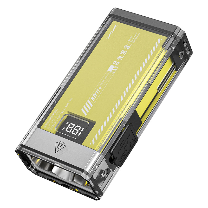 La nueva linterna de luz brillante de la caja del tesoro de la luz de la luna se puede recargar, duración de la batería de larga duración, mini linterna portátil de luz de largo alcance