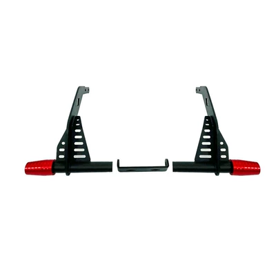 Motorcycle bumper | backrest shelf modification accessories - black-carbon-steel-bar-red-tapered-aluminum-head-1-pair