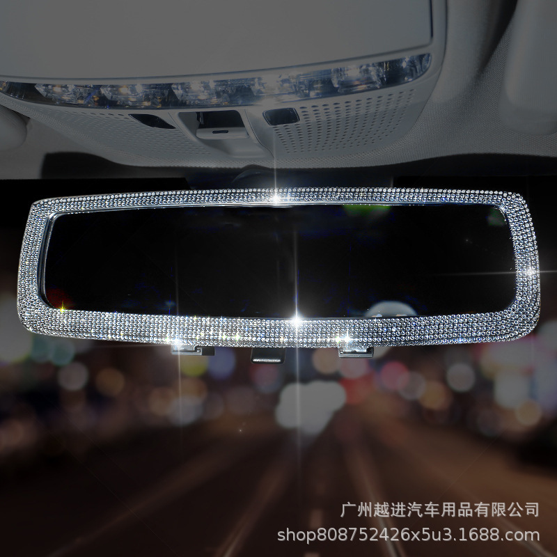 ¿Espejo retrovisor del coche? Cubierta decorativa personalidad creativa lindo diamante incrustado coche interior espejo retrovisor decoración suministros damas