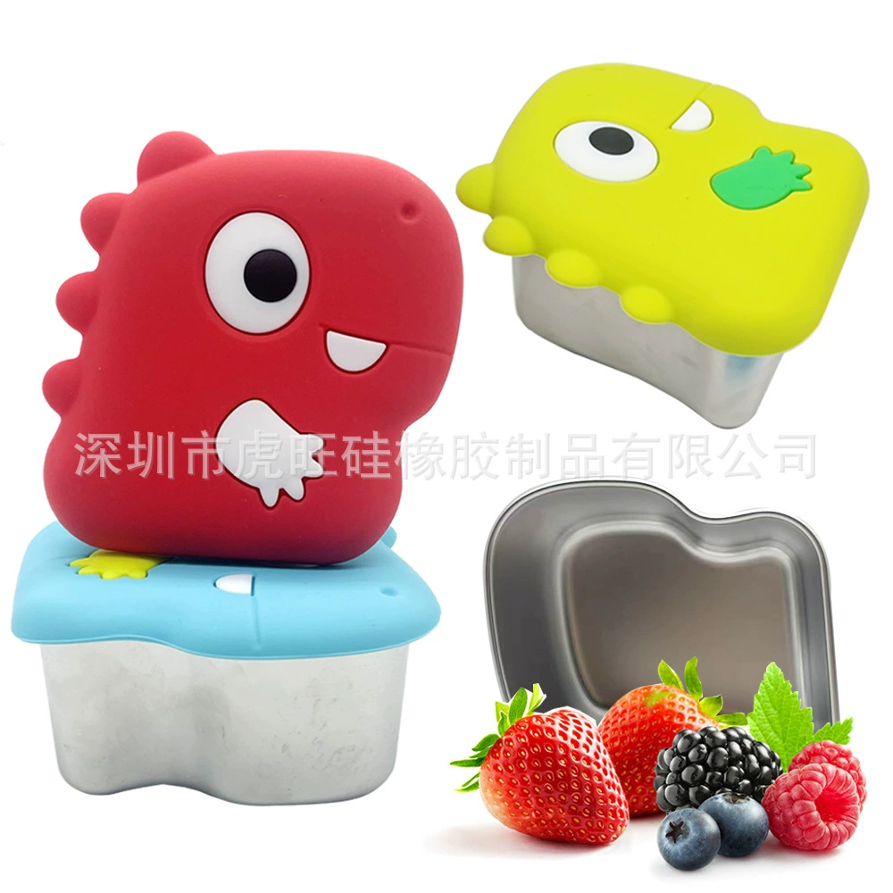 Динозавр силиконовая крышка для закусочной коробки 304 из нержавеющей стали герметичный соус чашка для салата заправка контейнер для герметизации пищевых продуктов