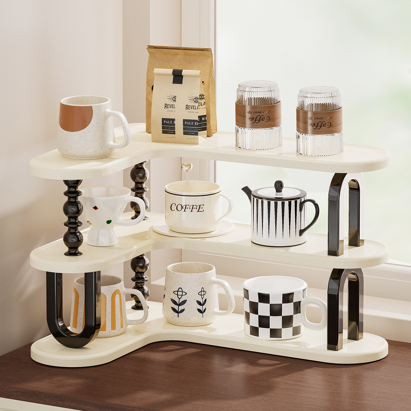 Water Cup Storage Rack for Office and Home Use, Large-Capacity Cup Storage Rack, High-End Luxury Coffee Multi-Layer Cup Rack