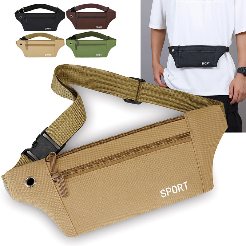 New Outdoor Sports Mountaineering Bag, Fitness Running Bag, Fashionable Nylon Men's Waist Bag, Thin and Lightweight Mobile Phone