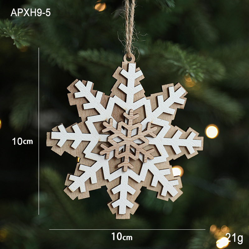 Amazon新品北欧风クリスマスクリエイティブペンダント木制スノーフレーククリスマスツリーペンダントペンダント饰り赤|undefined
