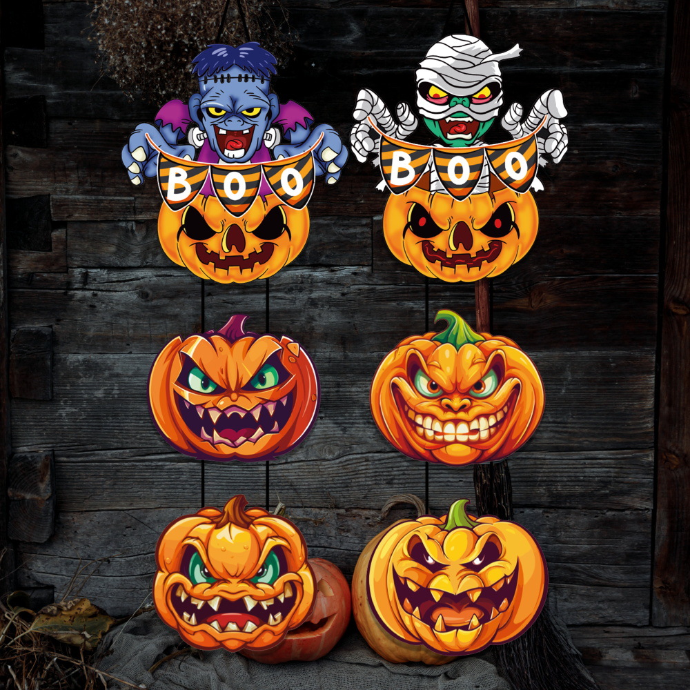 Nuevo colgante de papel de Halloween transfronterizo impresión creativa calabaza bruja zombie colgante decoración del bar del centro comercial
