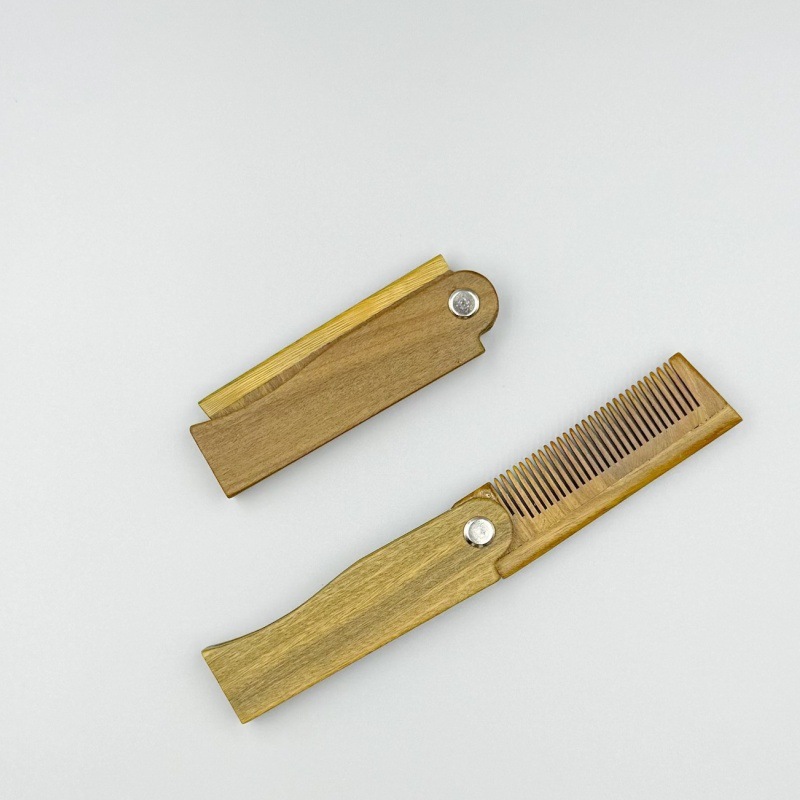 Fábrica de origen Peine de madera transfronterizo Peine de madera Peine portátil Peine de madera Conjunto de peine de barba de dientes finos de doble cara Peine de peluquería