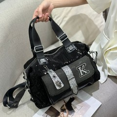 2025新型高級感スパンコールハンドバッグ流行バッグ大容量気質通勤女性シングルショルダーバッグ