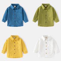 Colorful Collar Children's Boys Soft and Skin-friendly Flexible Spring and Autumn Long Sleeve Stylish Casual Fashion Long Sleeve Shirt