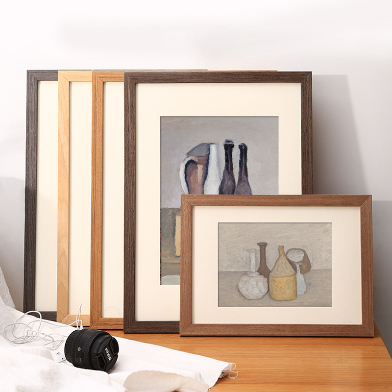 Solid wood picture frame wall hanging large photo frame mounted a4 paper sketch watercolor 84k8k open 16 inch 12 support any size