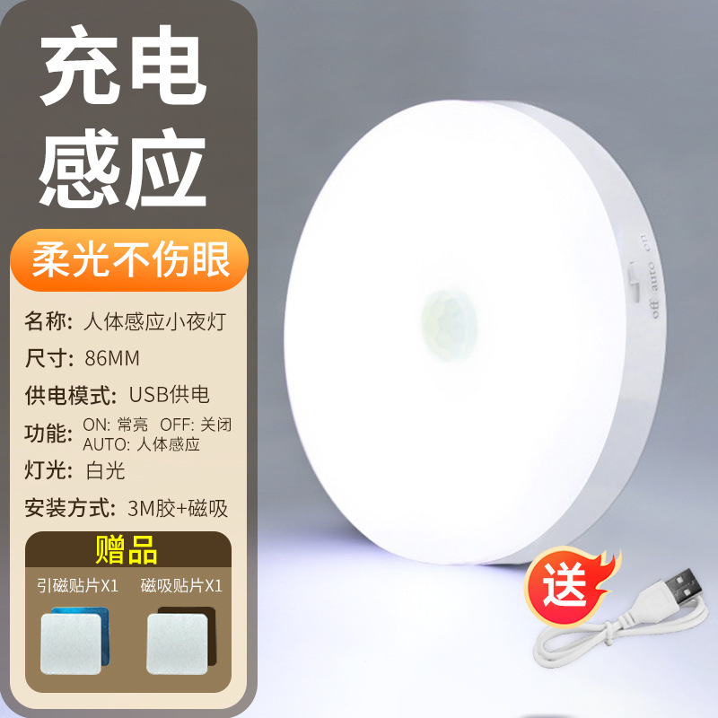 2024 nueva lámpara de inducción del cuerpo humano iluminación automática de noche pasillo doméstico control de voz inteligente carga de luz de noche