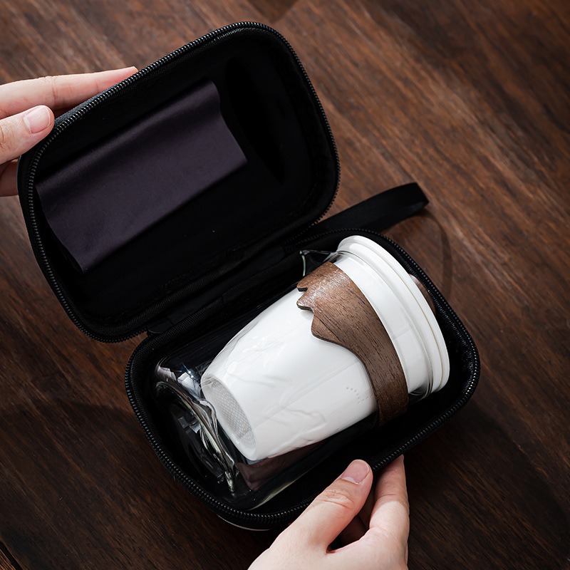 便攜式旅行玻璃一壺六杯功夫泡茶商務禮品露營出差快客杯小套裝LG