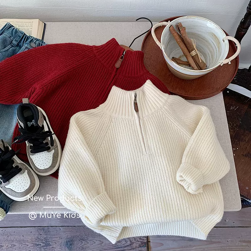 木野儿童毛衣冬季新款服饰男童韩版百搭加厚针织上衣湖州织里童装