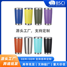 定制20oz汽车杯304不锈钢双层真空喷塑车载水杯美式可乐杯跨境