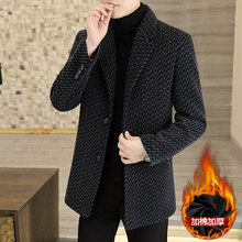 毛呢大衣男中长款秋冬加棉加厚保暖风衣外套 控特拉朗-一件代发。