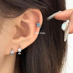 星のジルコンの耳は耳の骨を掛けて耳の穴の小さい耳の輪のイヤリングのイヤリングの女性の大衆の設計感の新型を養います。