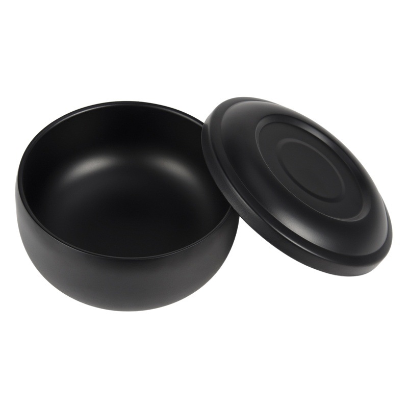 En stock al por mayor de los hombres de jabón de afeitar de plata tazón de acero inoxidable con tapa de cepillo de rejilla