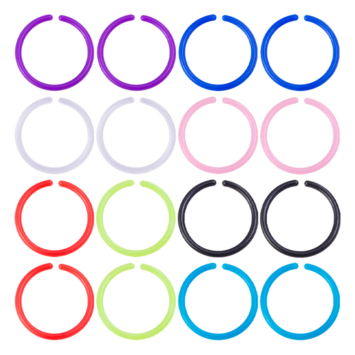 Mixed Color Resin Nose Ring Earring Lip Ring Eyebrow Ring Multi-use Piercing Ornament Ring Cross-border Multi-color Mixed Ring