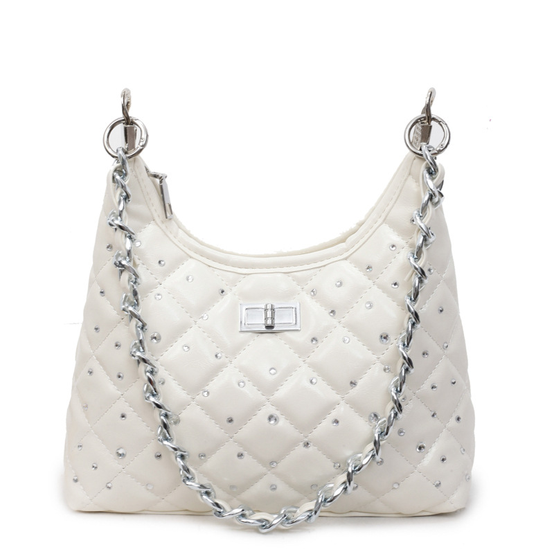 Versión coreana del pequeño bolso de cadena de viento fragante 2025 verano nuevo bolso femenino moda bolso de hombro con diamantes bolso bandolera bordado con diamantes