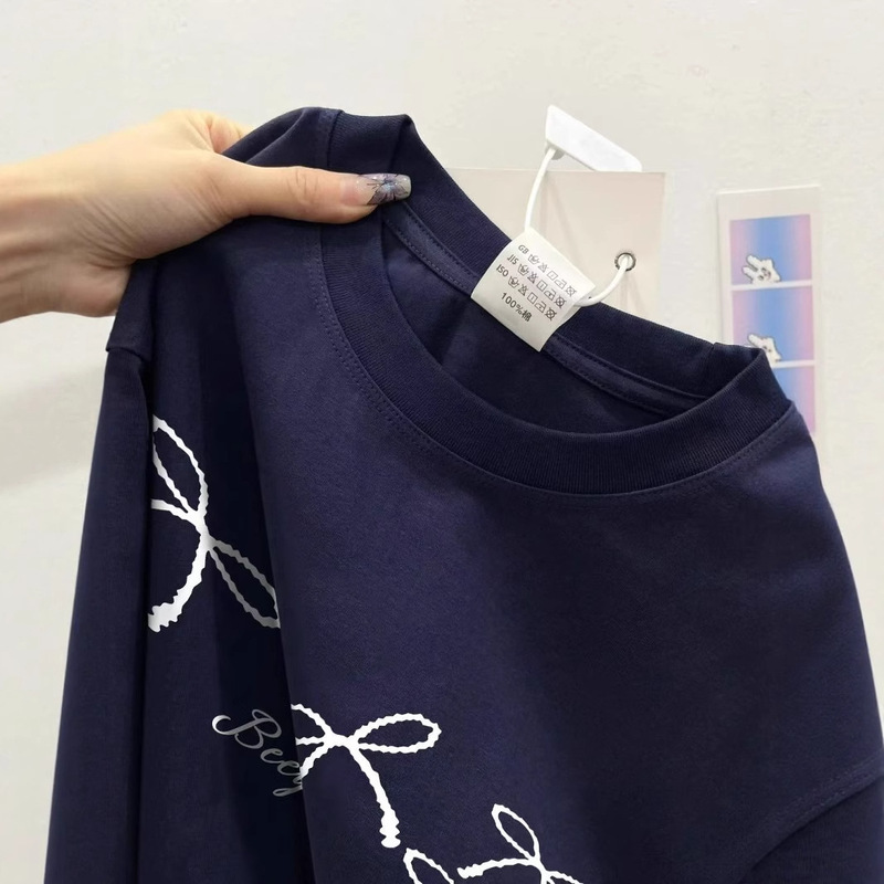 2025 夏スタイルプリント Tシャツアメリカンスタイルの男性と女性のトレンディなブランド夏厚手の綿半袖ハイストリートルーズトップ|undefined