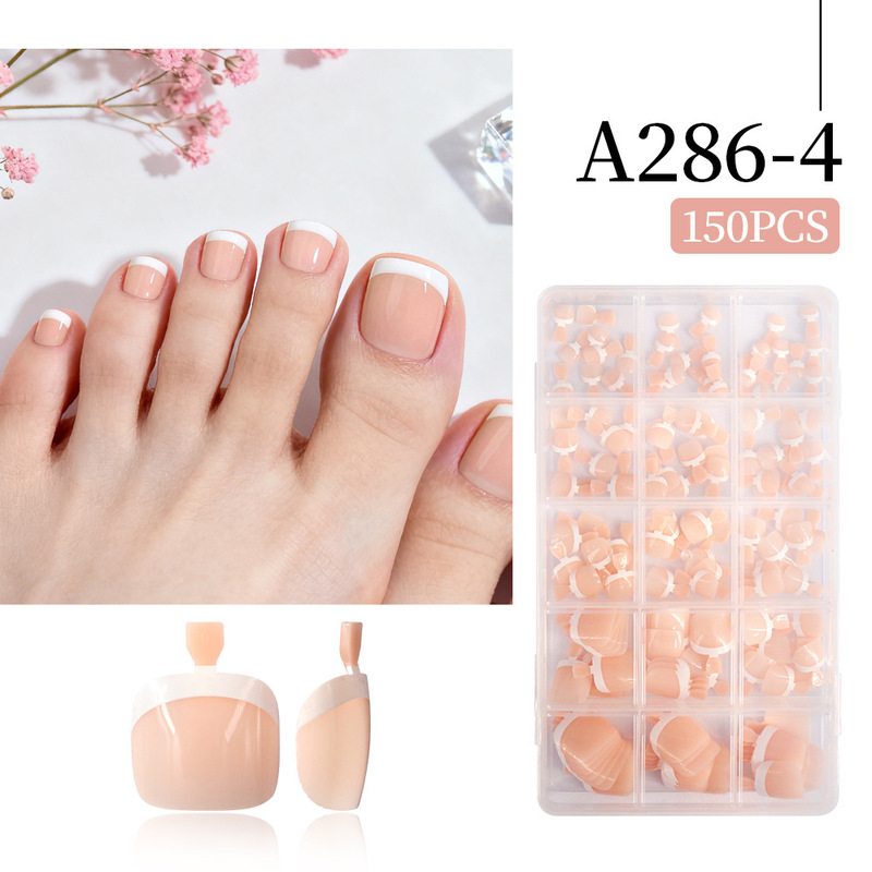 Hot-Selling Toe Wear Nails Multi-Color French Short Toenails Seamless Manicure Removable Finished Patch Fake Nails