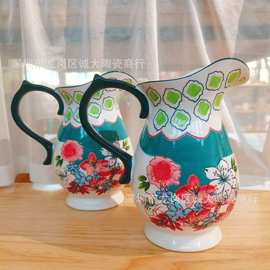 手绘陶瓷冷水壶家用大容量水杯高温奶壶高颜值壶