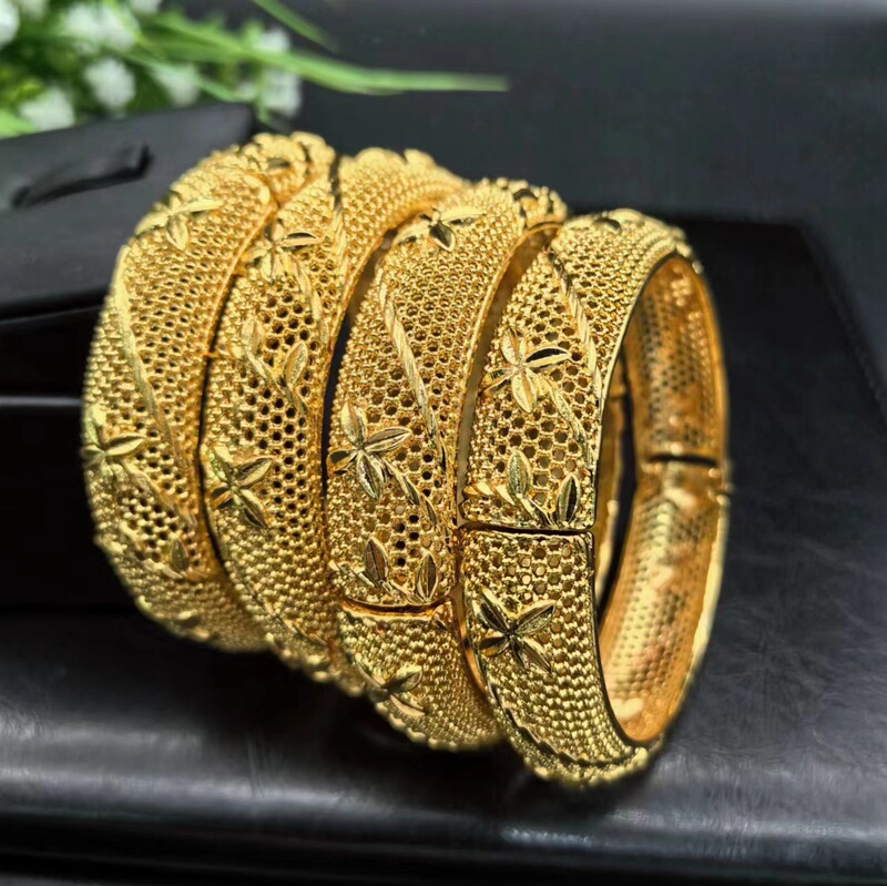 Hot Sale 24K Gold Plated Bracelet Dubai Bride India Nigeria Women Wedding Sand Gold Bracelet Jewelry Wholesale