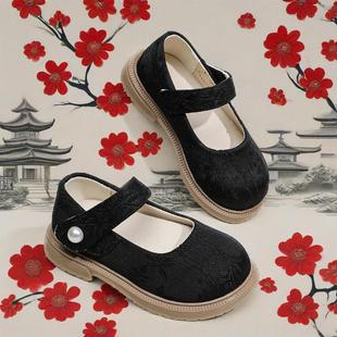 Children's Princess Single Shoes Black/creamy-white Comfortable Joker Children's Shoes Spring and Autumn Soft Sole Toddler Shoes Wholesale